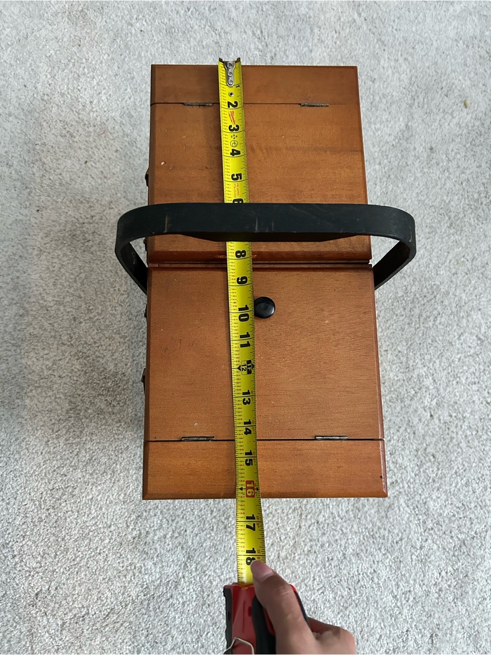 Vintage Wooden Sewing Box with Black Accents and feet. - Picture 13 of 15